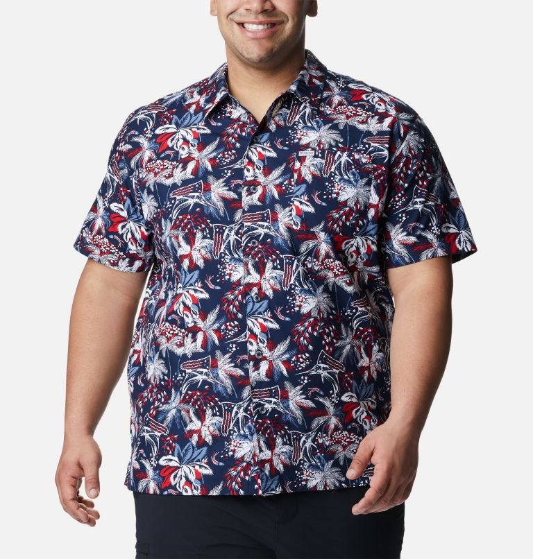 Men\'s Columbia PFG Trollers Best Short Sleeve Shirts Flower | Plus Size CA-U85AC